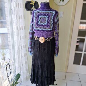 Granny Square Turtleneck Sweater S/M